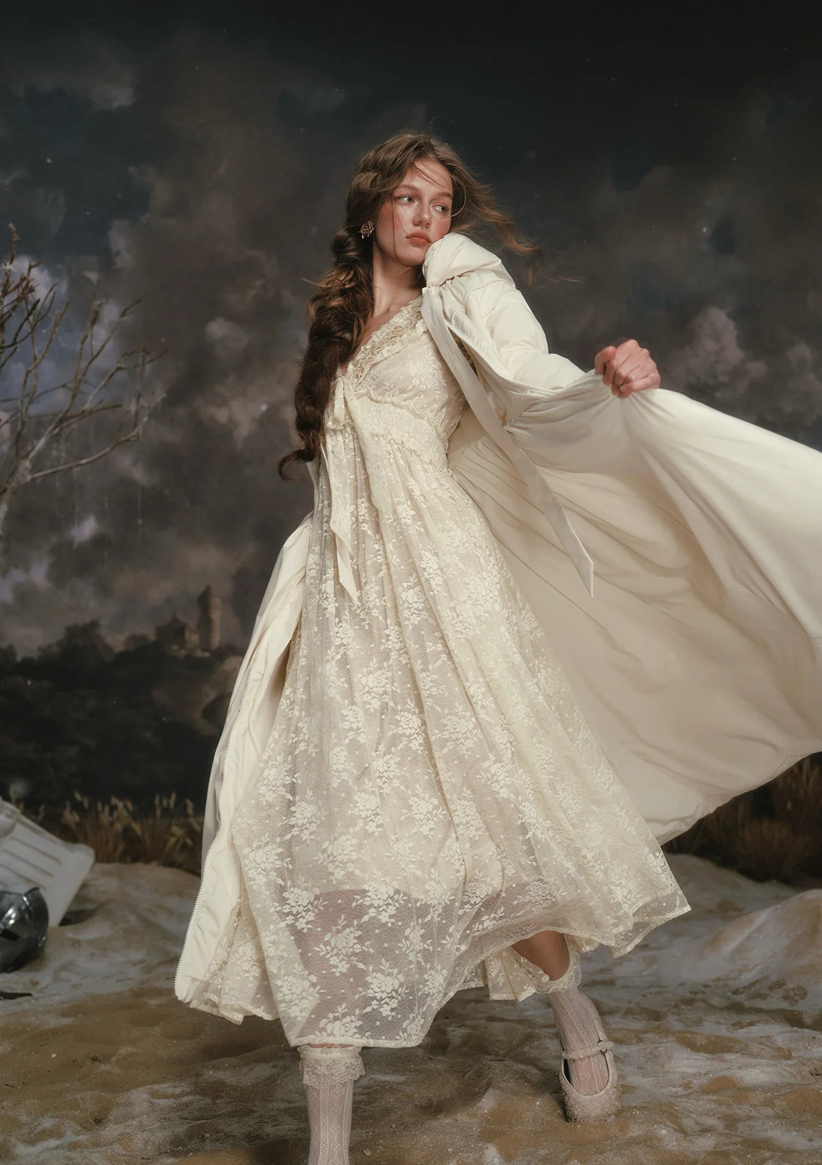 Black&White Warrior Down Coat (White) - Image 8