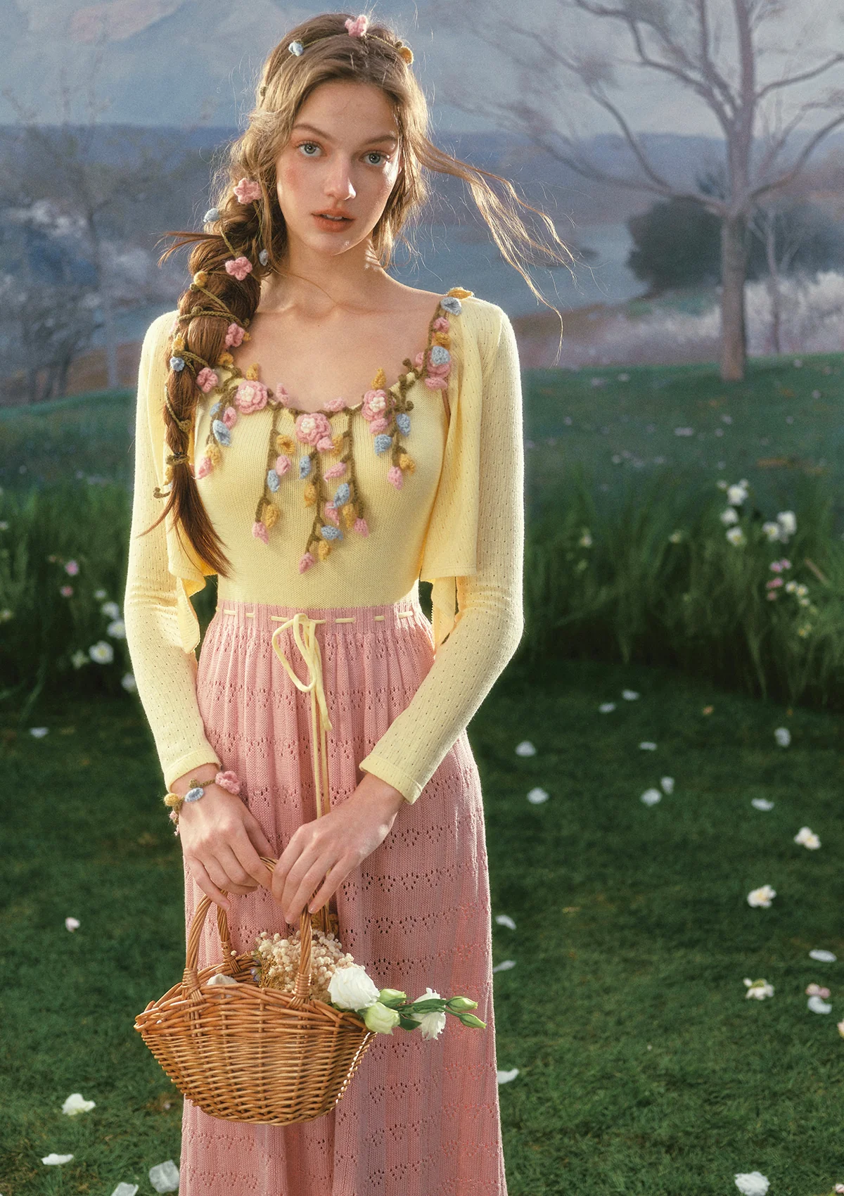 Flower Vine Novel Knit Dress - Image 4