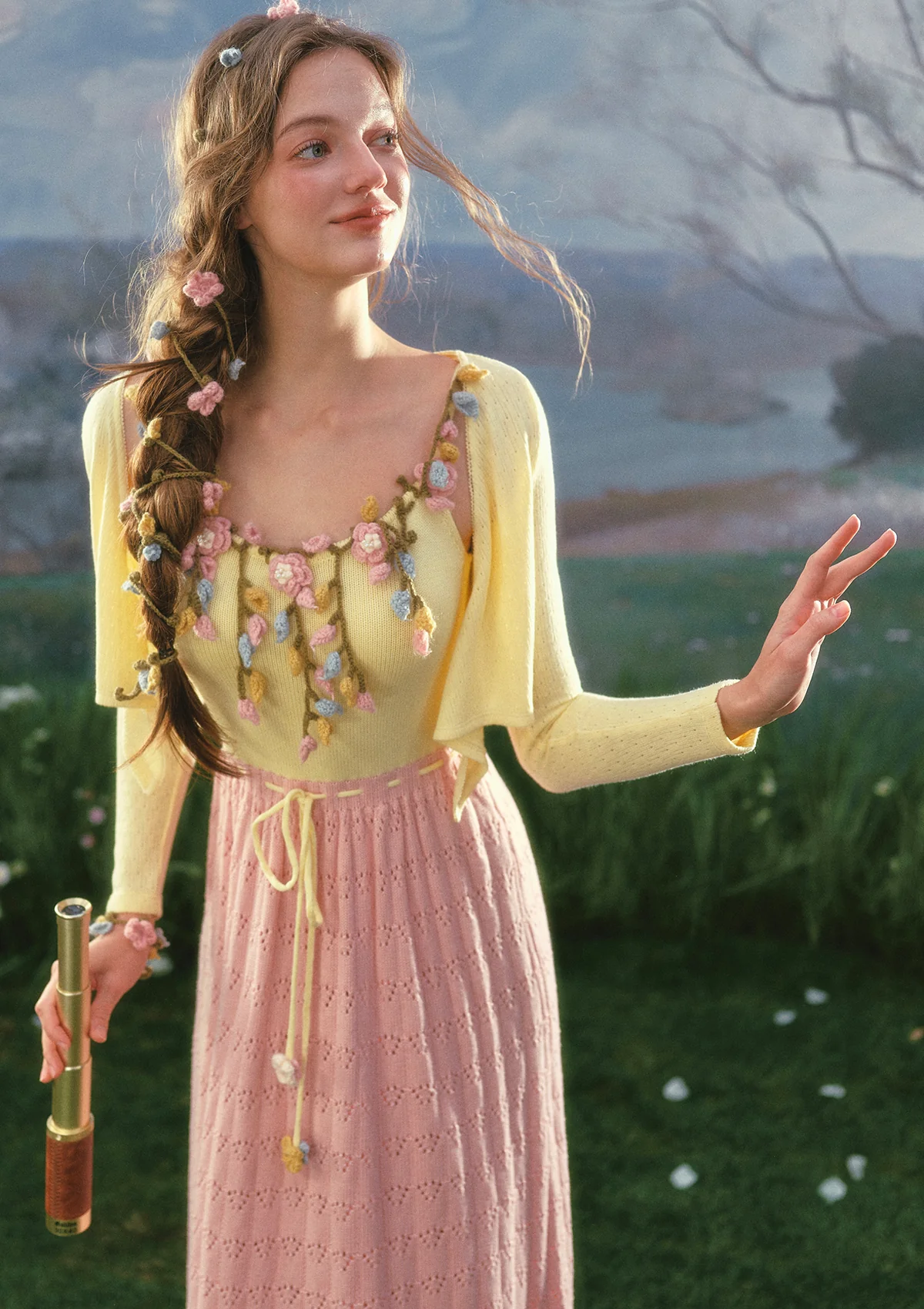 Flower Vine Novel Knit Dress - Image 8