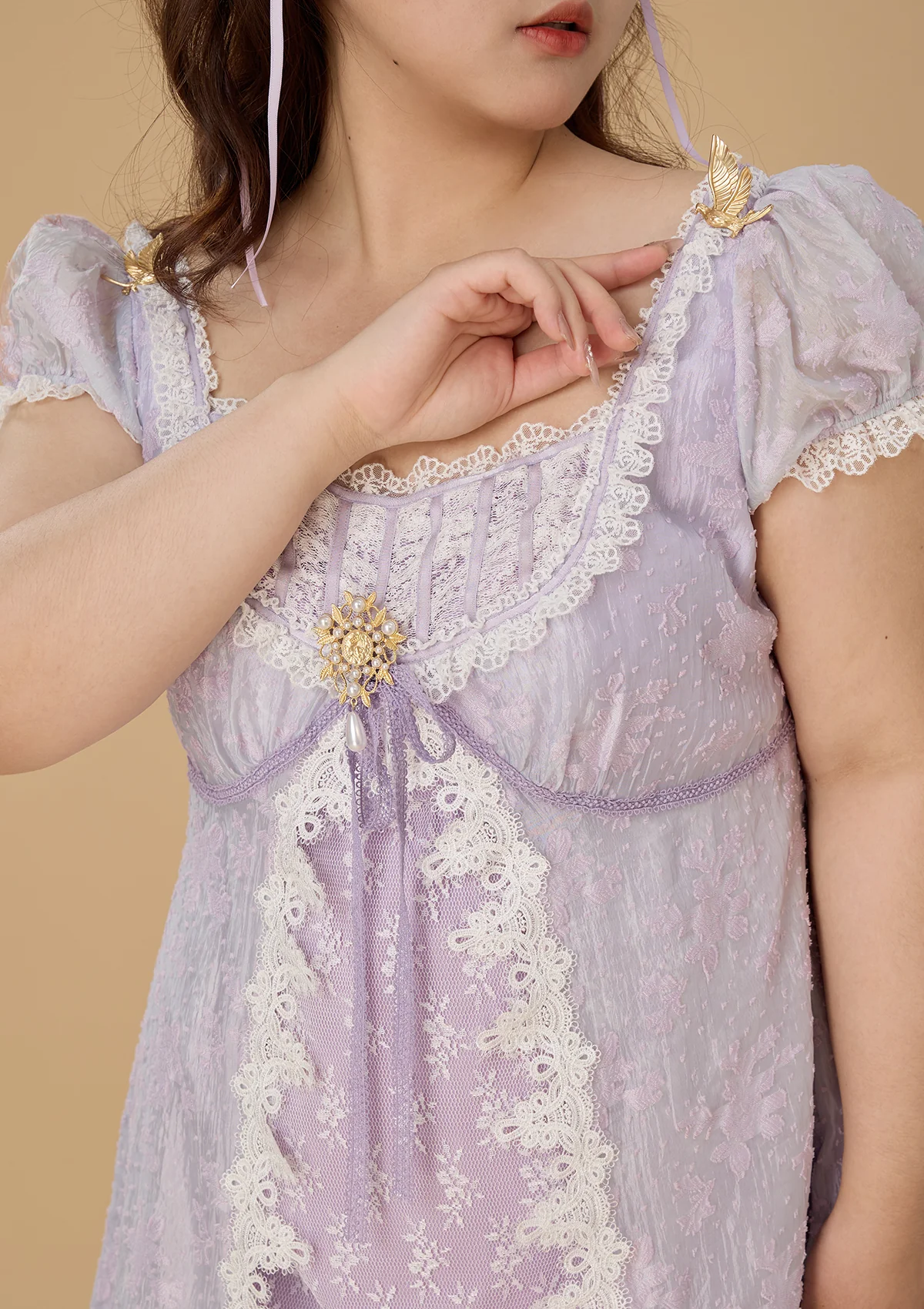 Curve & Plus Monet's Irises Regency Dress - Image 6