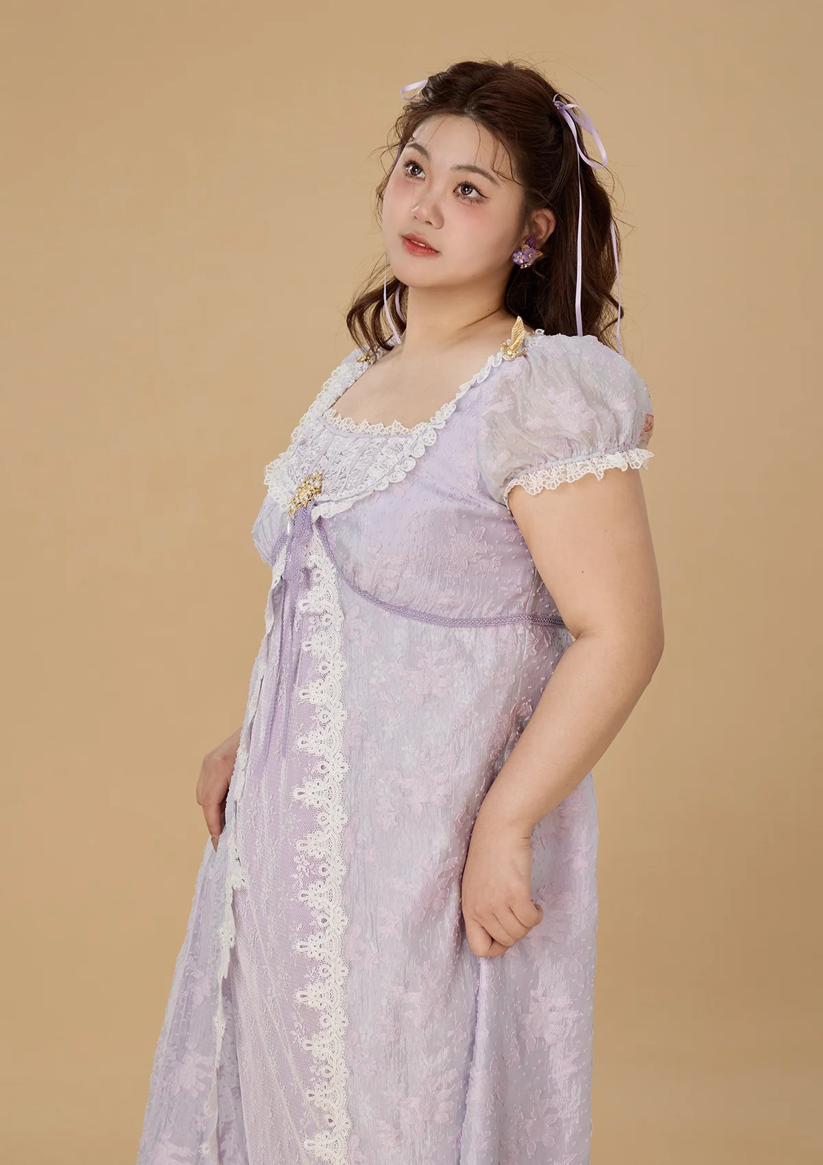 Curve & Plus Monet's Irises Regency Dress - Image 7