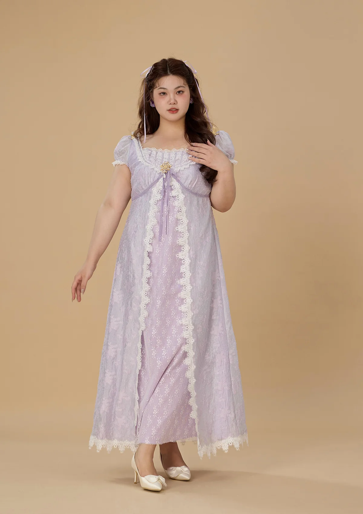 Curve & Plus Monet's Irises Regency Dress - Image 8