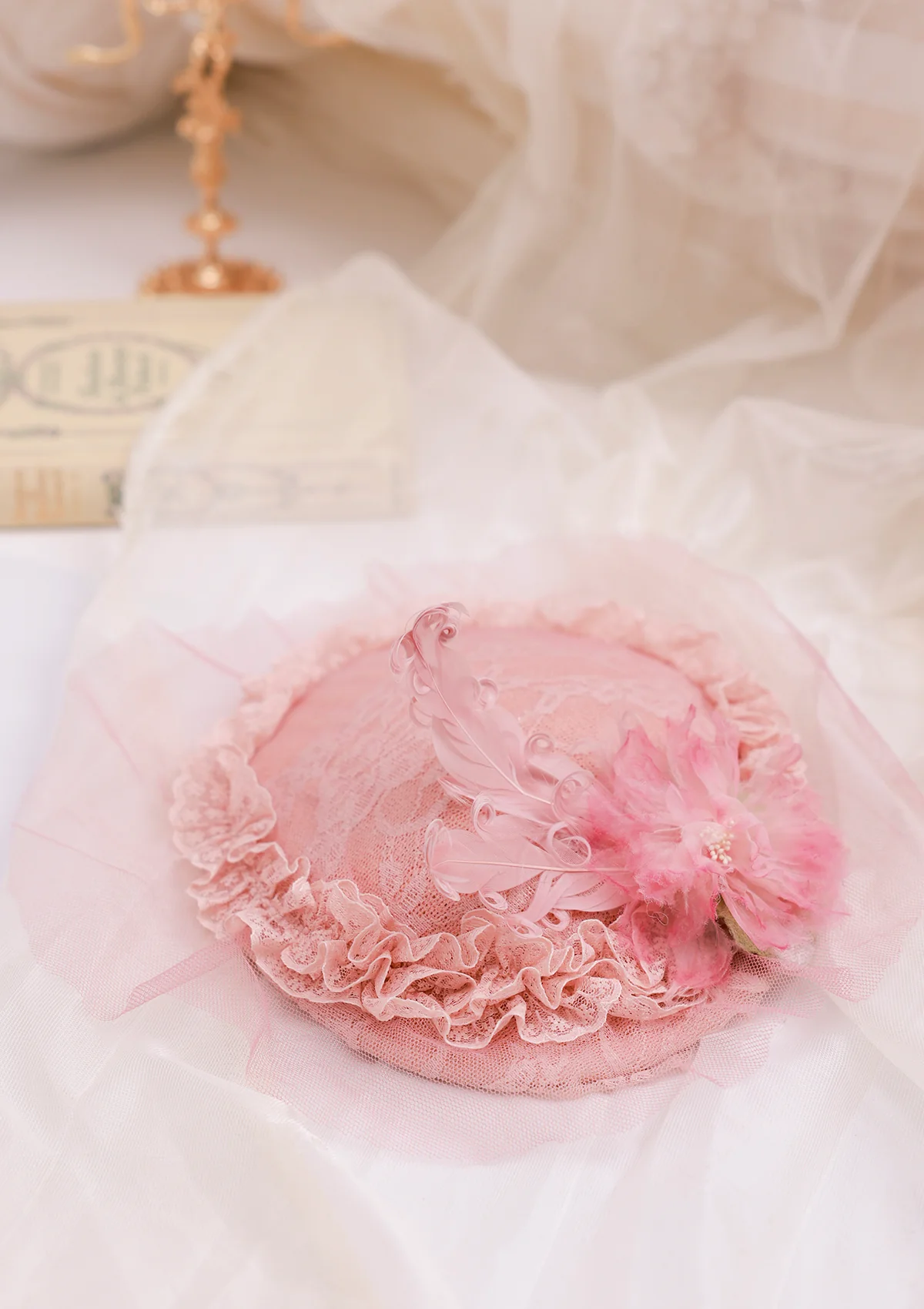 Pink Crabapple Blossom Bonnet - Image 2