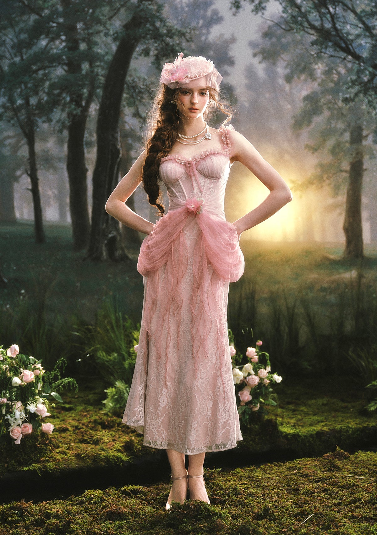 Pink Crabapple Blossom Corset Dress - Image 6