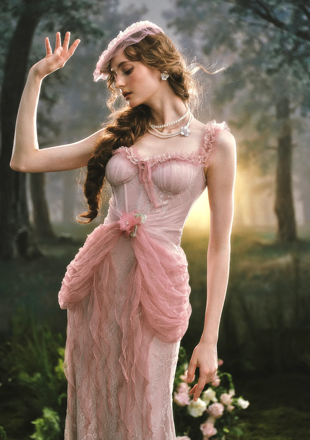 Pink Crabapple Blossom Corset Dress - Image 8