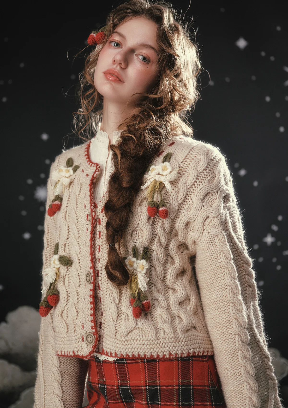 Strawberry Mont Blanc Knit Cardigan - Image 6